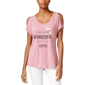 Jamie & Layla Womens Cold Shoulder Graphic T-Shirt, NWT